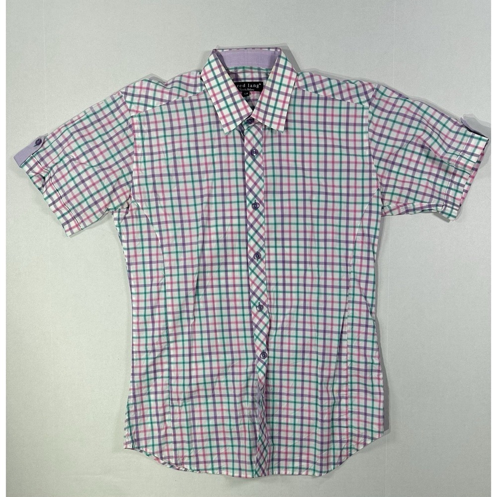 Jared Lang Shirt Men's Small Slim Fit Multicolor Plaid Dress Casual